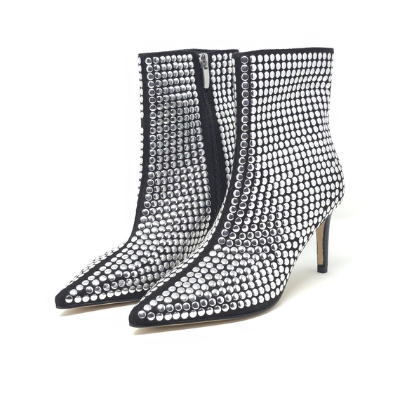 Nine West Shoes - Nine West Mitten Black Studded Pointed Toe Ankle Booties 6M